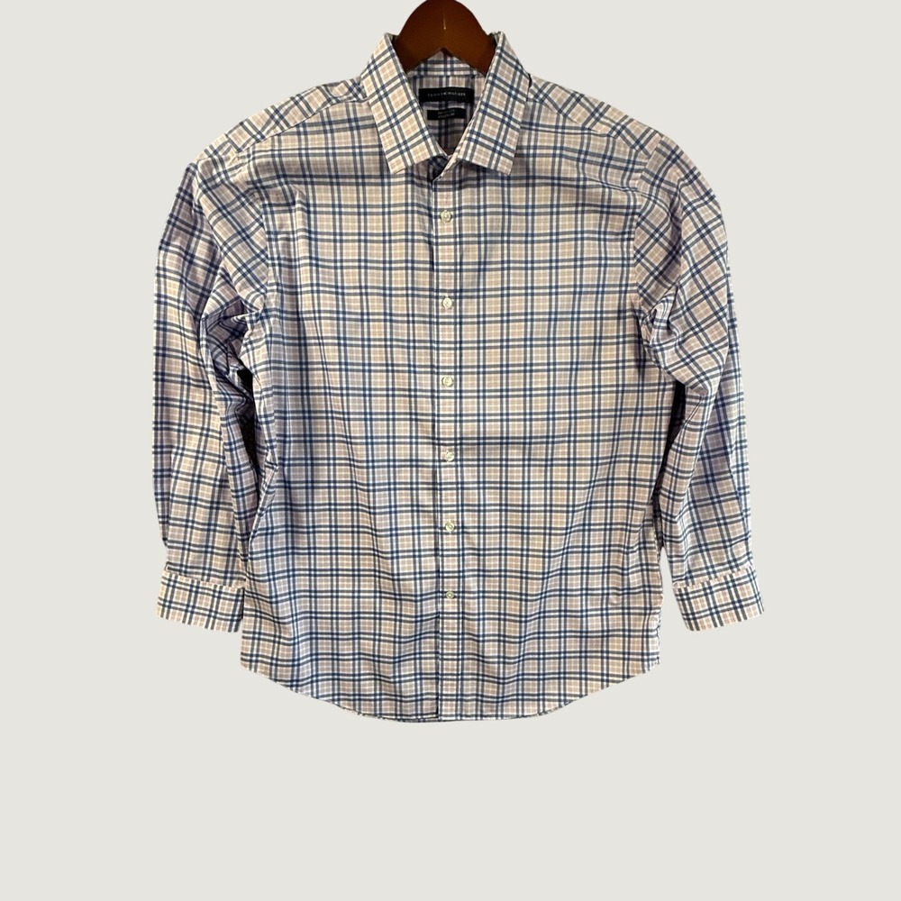 Tommy Hilfiger TH Flex Cool Athletic Fit Dress Shirt XL 17 32/33 Plaid Pink Blue